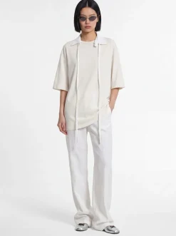 Agapi cotton t-shirt w/ collar detail