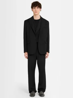 Blazer monopetto in twill di lana