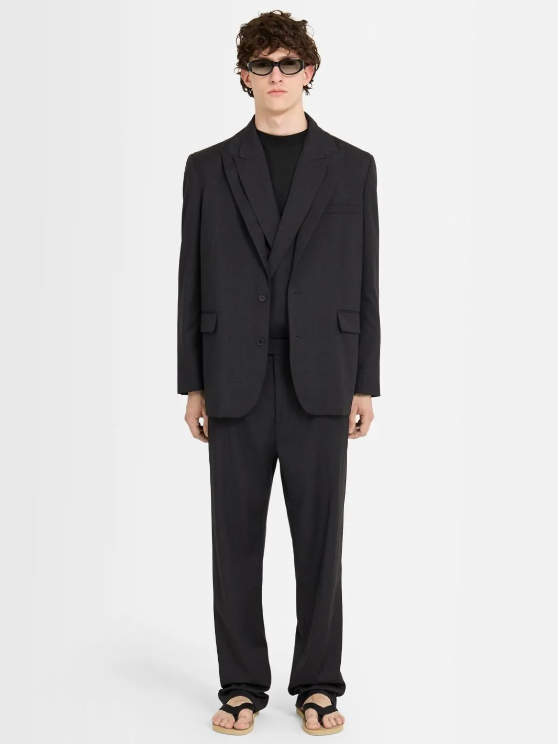 Blazer monopetto in twill di lana