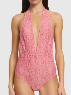 Body Charlotte in pizzo con chiusura al collo
