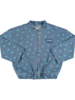 Bomber in denim di cotone stampato