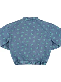 Bomber in denim di cotone stampato
