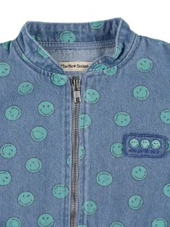 Bomber in denim di cotone stampato