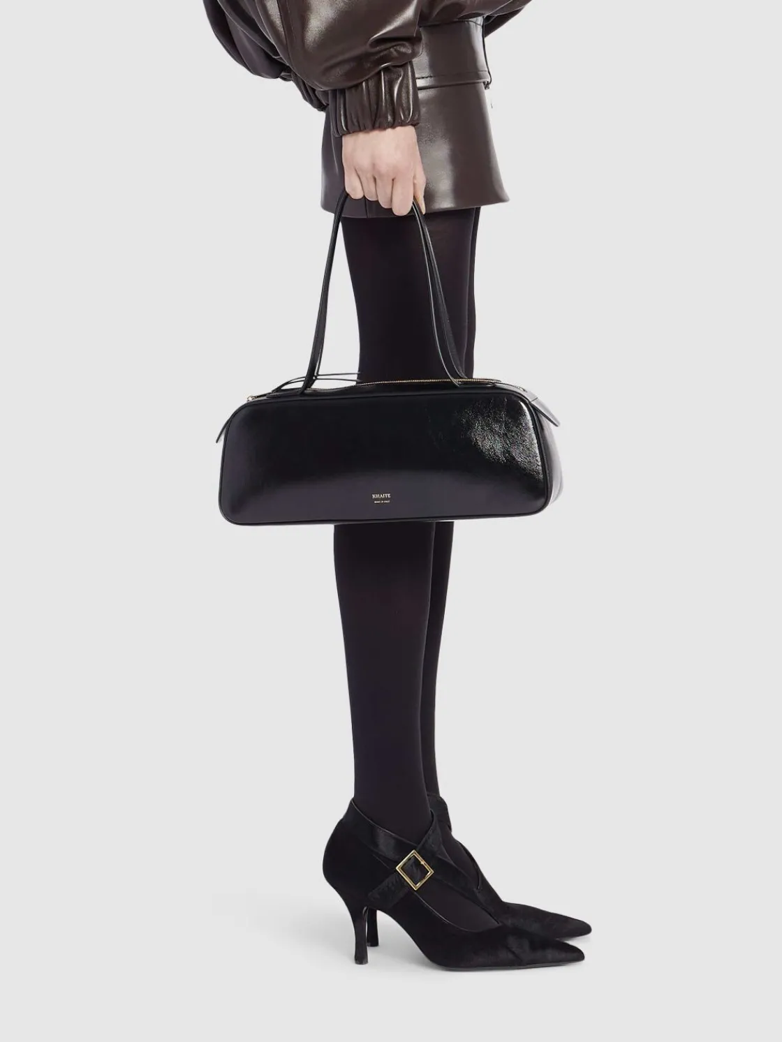 Borsa a spalla Simona in vernice craclé