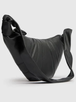 Borsa media Croissant in pelle martellata