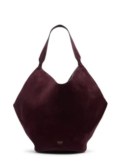 Borsa shopping media Lotus in camoscio