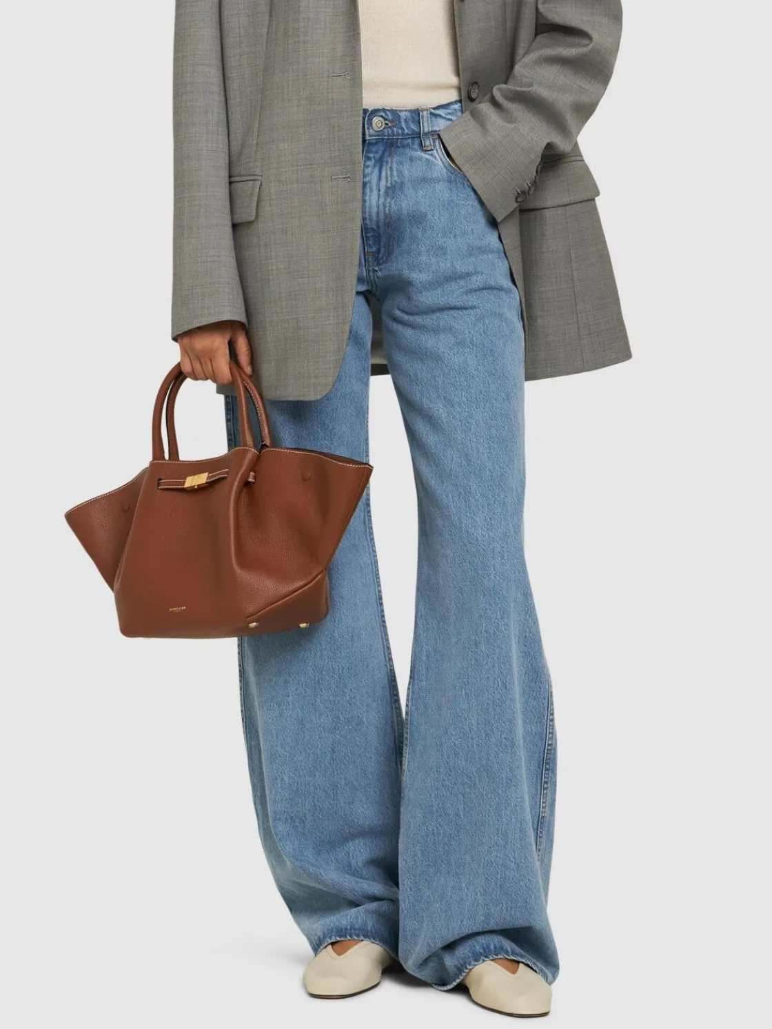 Borsa shopping midi New York in pelle martellata
