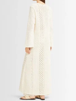 Caftano lungo crochet Nerea con perla