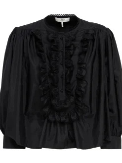 Camicia in misto seta con ruches