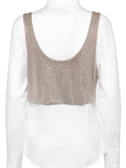 Camicia in popeline di cotone con cristalli