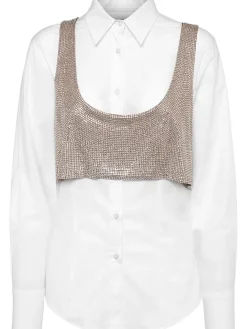Camicia in popeline di cotone con cristalli
