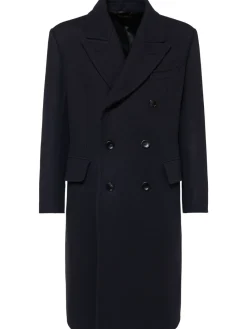 Cappotto doppiopetto in twill di lana