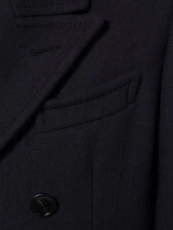 Cappotto doppiopetto in twill di lana