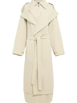 Cappotto lungo in misto cotone con cintura