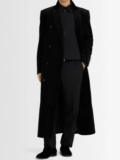 Cappotto lungo in velluto di cotone con cintura