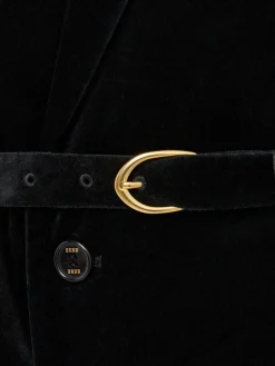 Cappotto lungo in velluto di cotone con cintura