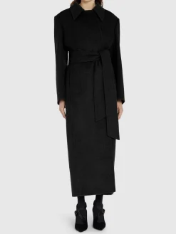 Cappotto lungo Lea in lana con cintura