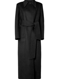 Cappotto lungo Lea in lana con cintura