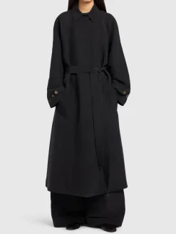 Cappotto lungo Ryo in seta con cintura