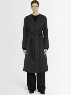 Cappotto lungo Veronique in misto lana / cintura