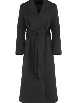 Cappotto lungo Veronique in misto lana / cintura