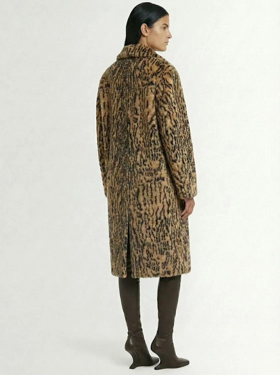 Cappotto midi in pelliccia sintetica leopard