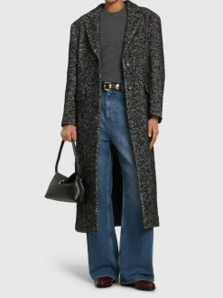 Cappotto Quinn in tweed spigato di misto lana