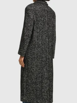Cappotto Quinn in tweed spigato di misto lana