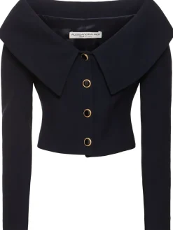 Cardigan con spalle scoperte in lana