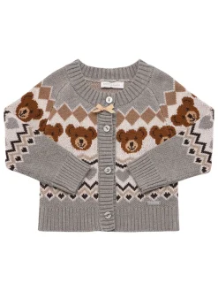 Cardigan in maglia di misto poly jacquard