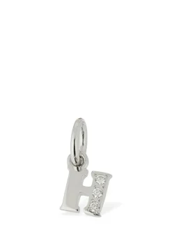 Charm H in oro bianco 18kt con diamanti