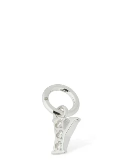 Charm Y in oro bianco 18kt con diamanti