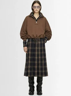 Checked cotton midi skirt