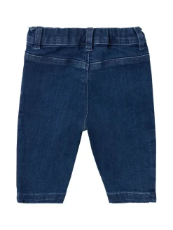 Cotton blend denim effect pants