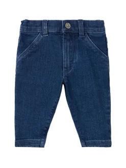 Cotton blend denim effect pants
