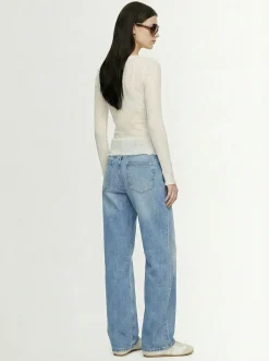 Cotton blend long sleeve top