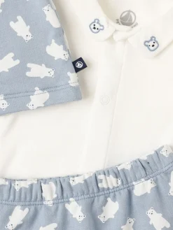 Cotton cardigan, bodysuit & pants