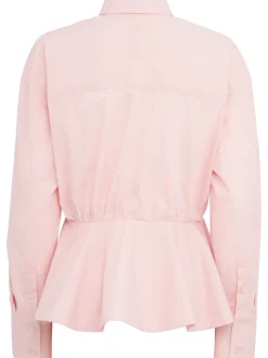 Cotton poplin shirt w/ peplum