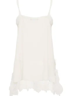 Crepe de chine camisole top w/ lace