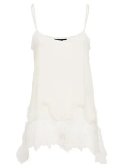 Crepe de chine camisole top w/ lace