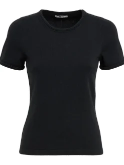 Cropped cotton & cashmere blend t-shirt