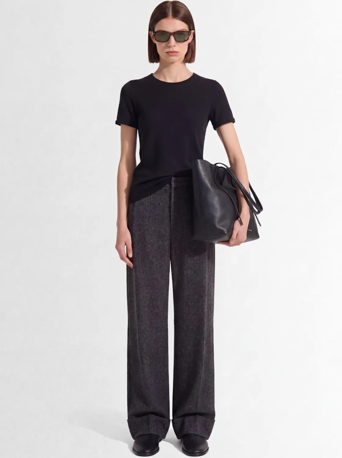 Cropped cotton & cashmere blend t-shirt