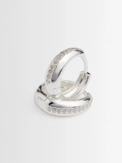 Dome combo medium hoop earrings