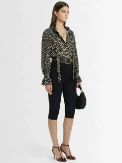 Dot print silk jacquard shirt