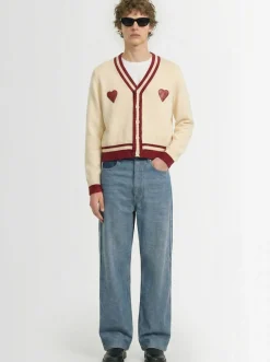 Double heart wool cardigan