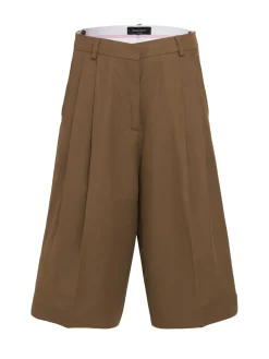 Double-pleat viscose & linen wide shorts