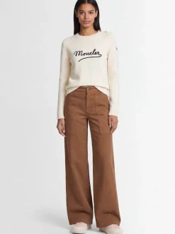 Embroidered logo cotton blend sweater