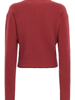 Embroidered logo wool blend knit sweater