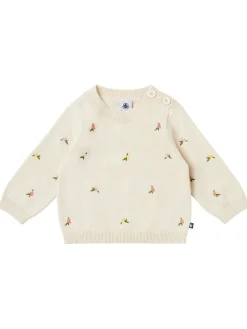 Embroidered wool & cotton blend sweater