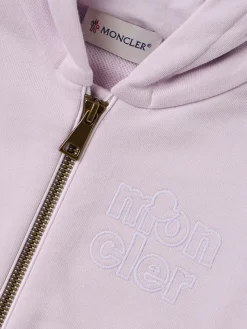 Embroidered zip-up cotton hoodie